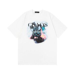 AMIRI White Graphic 'Chaos' Short Sleeve Tee with Multi-Color Print